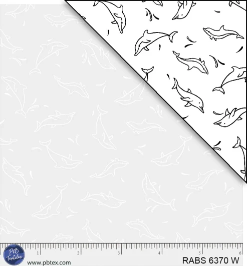 P & B Textiles - Ramblings By The Sea - Dolphin Dance, White on White