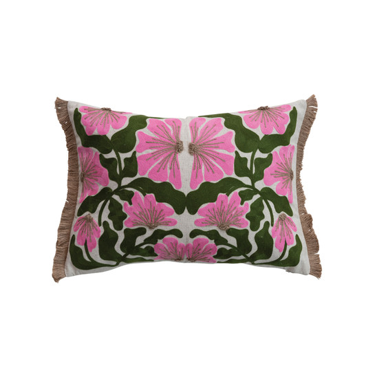 Cotton & Linen Lumbar Pillow, Floral