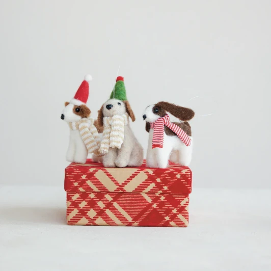 Felt Dog Ornaments, Set of 3