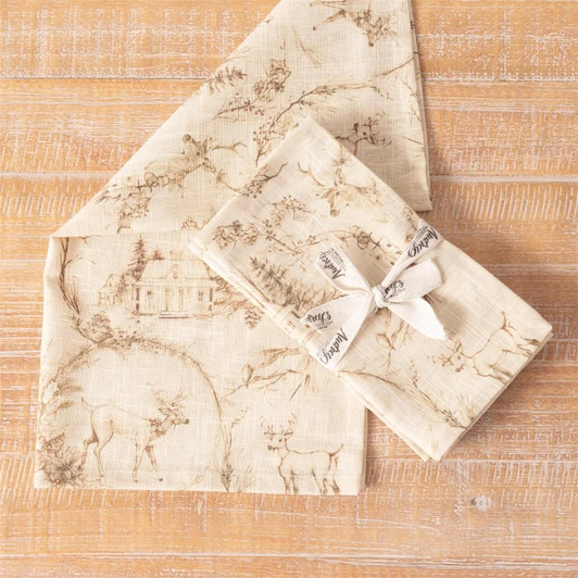 Single Napkin - Sepia Deer Toile Print 