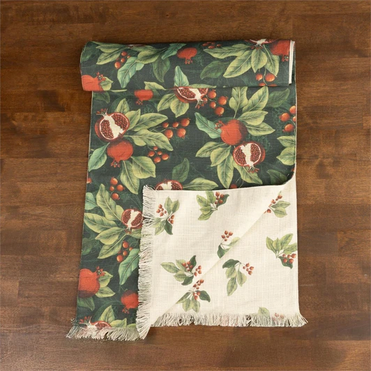Reversible Table Runner - Pomegranate and Holly