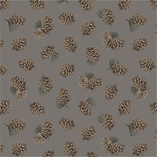 Windham - Archer Flannel - Pinecones, Grey