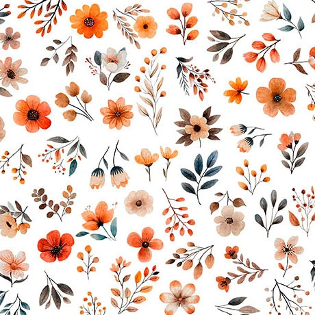 Quilting Treasures - PandaLand - Small Floral, White
