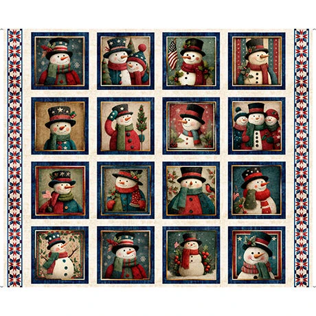 Quilting Treasures - All American Snowman - 36" Snowman Panel, Cream
