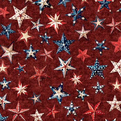 Quilting Treasures - All American Snowman - Stars, Brick