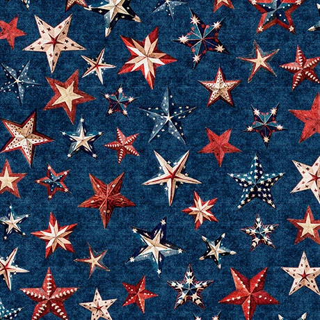 Quilting Treasures - All American Snowman - Stars, Navy