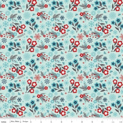Riley Blake - A Perfect Winter - Flowers, Blue