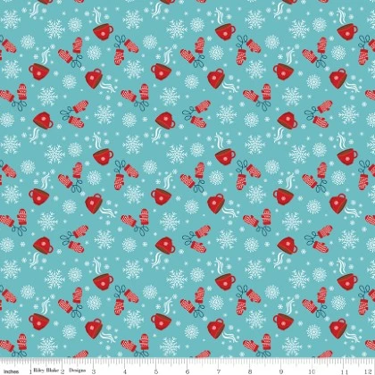 Riley Blake - A Perfect Winter - Cocoa, Blue