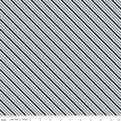 Riley Blake - A Perfect Winter - Stripes, Navy