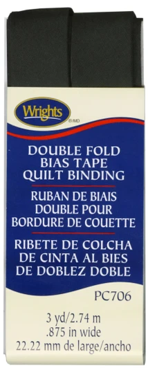 Wrights - Quilt Binding Double Fold - 7/8" x 3 Yds; Black