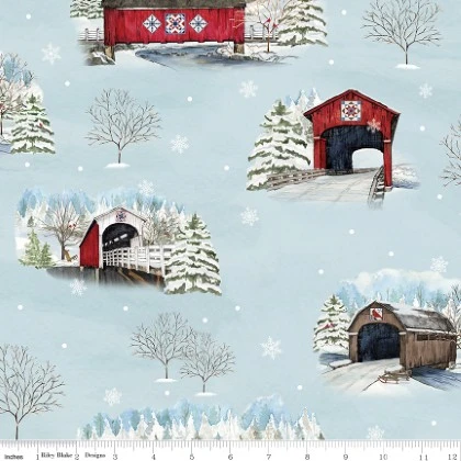Riley Blake - Covered Bridges in Winter - Main Print, Iceberg