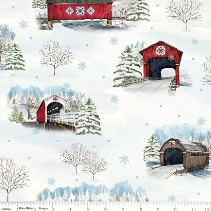 Riley Blake - Covered Bridges in Winter - Main Print, Snow