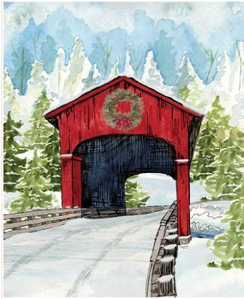 Riley Blake - Covered Bridges in Winter - 36" Bridge Panel