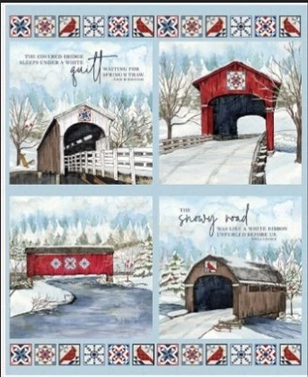 Riley Blake - Covered Bridges in Winter - 36" Pillow Panel