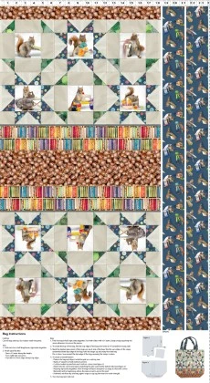 Clothworks - The Secret Life of Squirrels IV - 24" Canvas Bag Panel
