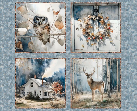 3 Wishes - Blue Autumn - 36" Pillow Panel