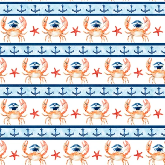 3 Wishes - Ahoy Mate - Crabby Captain Stripe, White
