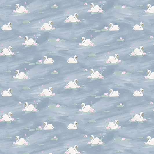 3 Wishes - Enchanting Flannel - Swan Lake, Blue