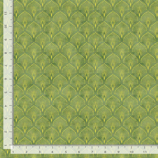 Timeless Treasures - Imperial Bloom - Asian Scallops, Green