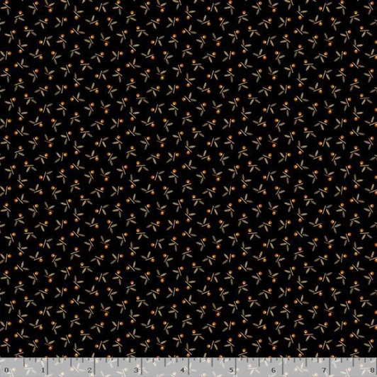 Marcus Fabrics - Midnight Cheddar - Dot Leaf, Black