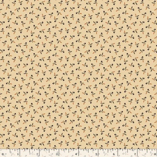 Marcus Fabrics - Midnight Cheddar - Dot Leaf, Cream