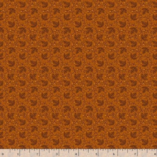 Marcus Fabrics - Midnight Cheddar - Transparent Leaves, Cheddar