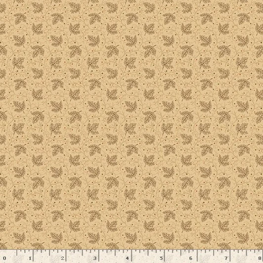 Marcus Fabrics - Midnight Cheddar - Transparent Leaves, Tan