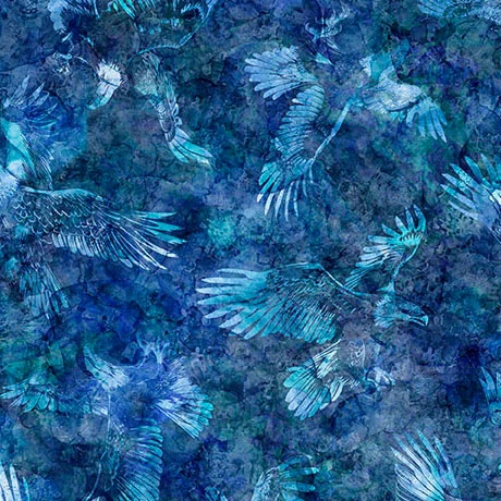 Quilting Treasures - Skyward - Eagle Tonal, Blue