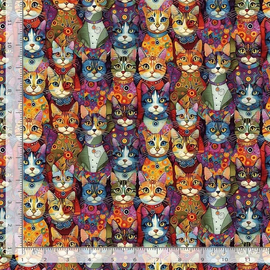 Timeless Treasures - Cats - Packed Dress-Up Cats, Bright