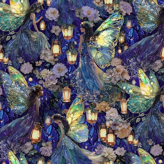 Timeless Treasures - Lumiere - Lantern Fairy Floral, Multi