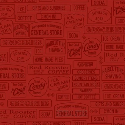 P & B Textiles - General Store - Signage Linework, Red