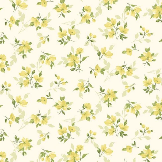 Marcus Fabrics - Buttercup & Blues - Tossed Floral, Yellow