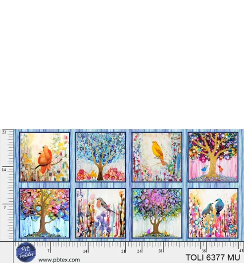 P & B Textiles - Tree of Life - 24" Painted Nature Blocks, Multi