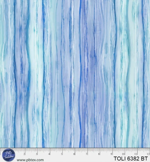 P & B Textiles - Tree of Life - Ombre Water Stripe, Blue/Teal