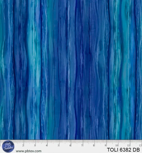 P & B Textiles - Tree of Life - Ombre Water Stripe, Dark Blue
