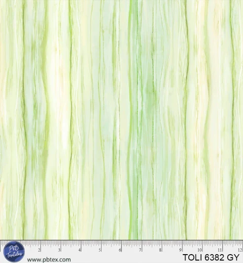 P & B Textiles - Tree of Life - Ombre Water Stripe, Green/Yellow