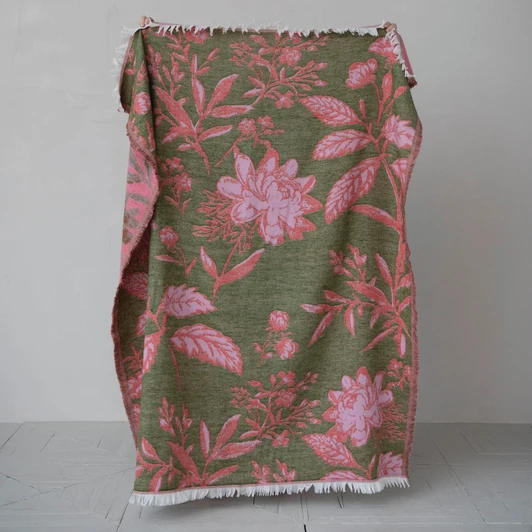 60"L x 50"W Woven Fabric & Acrylic Jacquard Throw with Fringe