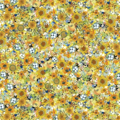 Clothworks - Sunflower Song - Floral Kaleidoscope, Gold