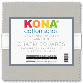 Robert Kaufman - 5" Charm Squares - Kona Cotton, Neutral Palette