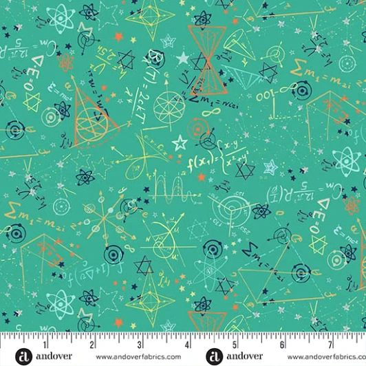 Makower Fabrics - Orbit - Starlight,  Green