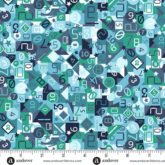 Makower Fabrics - Orbit - Countdown, Blue