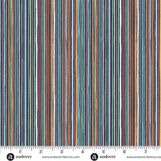 Makower Fabrics - Orbit - Fine Stripe, Blue
