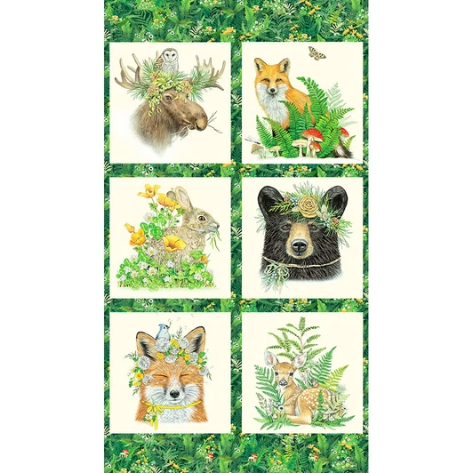 Robert Kaufman - Fernwood Friends - 24" Fern Panel, Fern