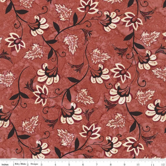 Riley Blake - Batiks: Verdant Muse - Flowering Vines, Red Fox