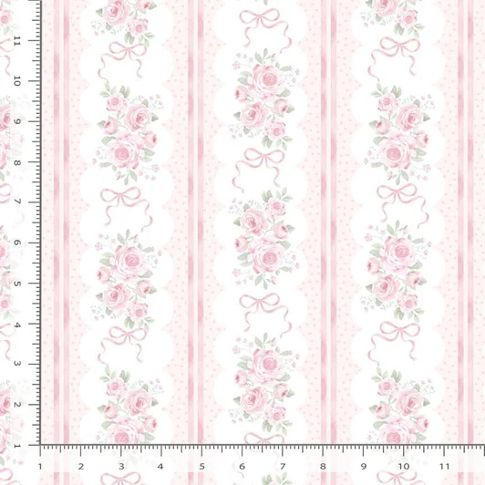 Timeless Treasures - Pretty in Pink - 11" Ribbon Floral, White