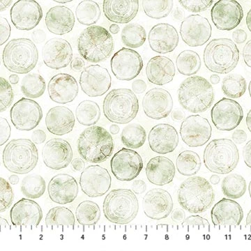 Northcott - Altitude -  Crossgrain , Off White/Green