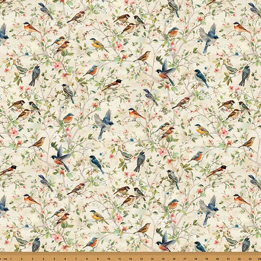 Hoffman California - Nestiing Hour - Scattered Birds, Cream
