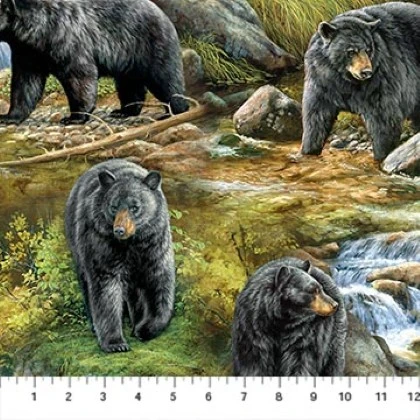 Northcott - Northwood: Naturescapes Bear - Bear Scenic, Light Green