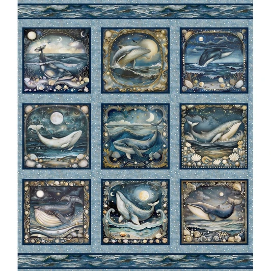 Robert Kaufman - Ocean Fantasy - 36" Block Panel, Midnight