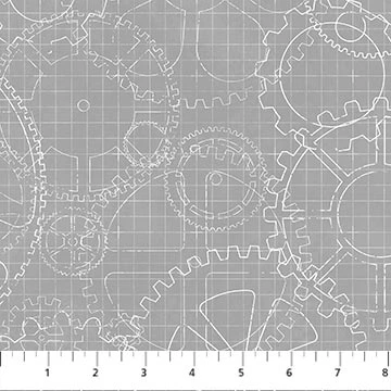 Northcott - Little Builders - Cogwheels, Gray
